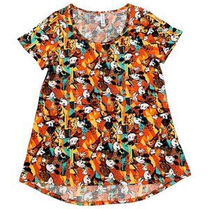 LuLaRoe Womens Size M Shirt Disney Mickey Mouse All Over Print Short Sleeve NEW